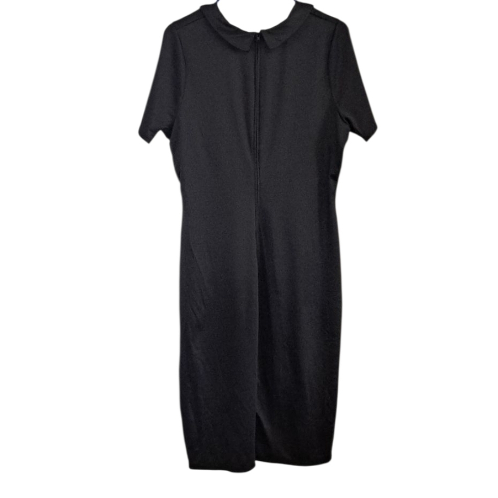 Piphany Classic Black Midi Dress Short Sleeve Collard Size Large - Picture 3 of 7